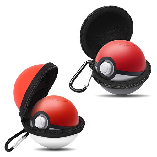 Carrying Case for Nintendo 2018 Pokemon Poke Ball Plus Switch Controller, Portable Travel Accessory for PokÃ©mon Lets Go Pikachu Eevee Game for Nintendo Switch [2 Pack], Black and Red