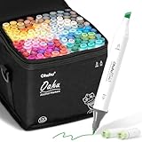 Ohuhu Alcohol Based Markers: 120-color AP Certificated Refillable Double Tipped Art Marker Set for Artist Designer Adults Coloring Illustration - Chisel and Fine Dual Tips - Oahu of Ohuhu Markers