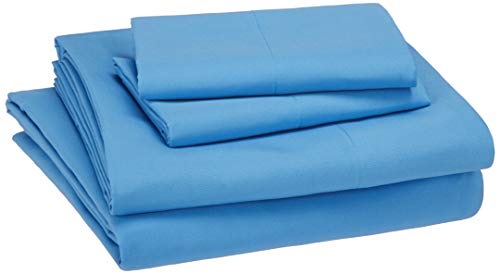Amazon Basics Kid's Sheet Set - Soft, Easy-Wash Lightweight Microfiber - Full, Azure Blue