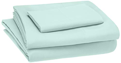 Book Cover Amazon Basics Kid's Sheet Set - Soft, Easy-Wash Lightweight Microfiber - Twin, Light Jade Green