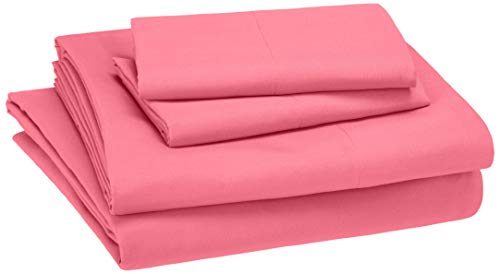 Book Cover Amazon Basics Kid's Soft Easy-Wash Lightweight Microfiber Sheet Set, Queen, Hot Pink