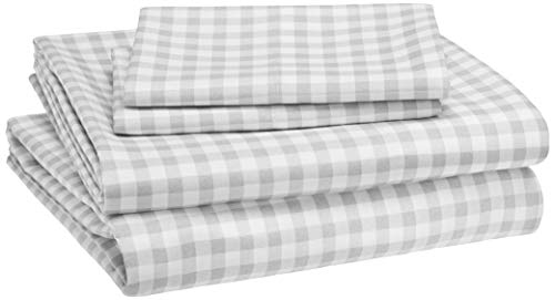 AmazonBasics Kid's Sheet Set - Soft, Easy-Wash Lightweight Microfiber - Full, Gingham Plaid