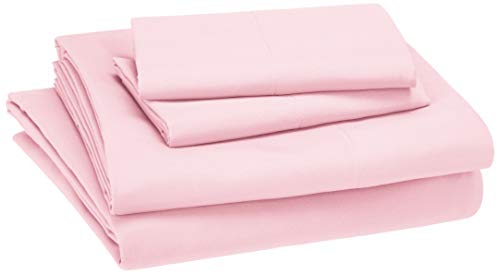 AmazonBasics Kid's Sheet Set - Soft, Easy-Wash Microfiber - Queen, Light Pink