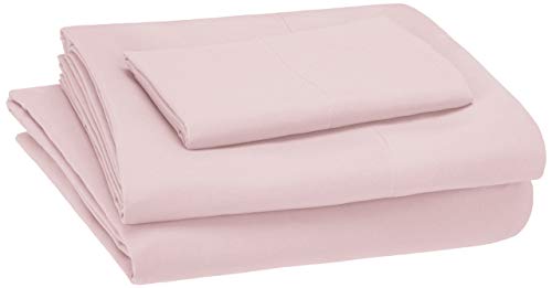 Book Cover Amazon Basics Kid's Sheet Set - Soft, Easy-Wash Lightweight Microfiber - Twin, Light Pink
