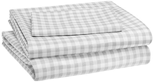 Amazon Basics Kid's Sheet Set - Soft, Easy-Wash Lightweight Microfiber - Twin, Gingham Plaid