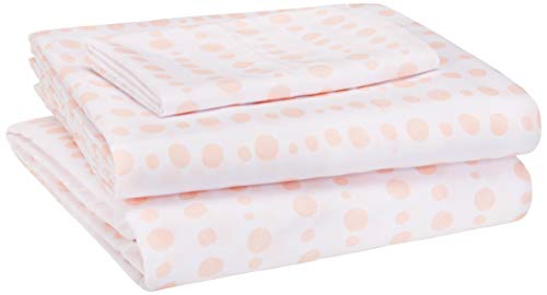 Book Cover Amazon Basics Kid's Sheet Set - Soft, Easy-Wash Lightweight Microfiber - Twin, Pink Dotted Stripes