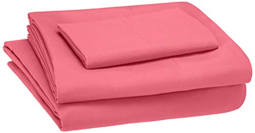 Amazon Basics Kid's Sheet Set - Soft, Easy-Wash Lightweight Microfiber - Twin, Hot Pink