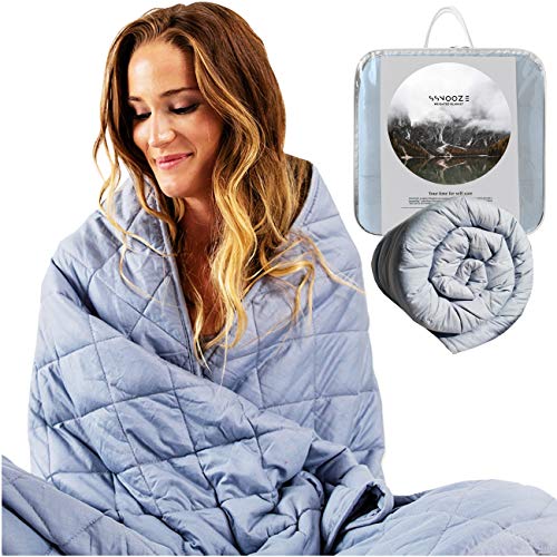 sSnooze Weighted Blanket 20 Pounds - 60” x 80” Heavy Blanket for Adults and Kids - 100% Organic Cotton with Premium Glass Beads - Weighted Blanket Queen and Twin Weighted Blankets
