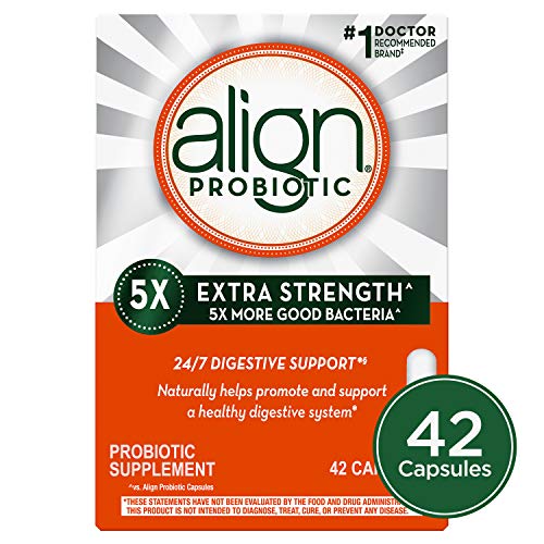 Align Extra Strength Probiotic, Probiotic Supplement for Digestive Health in Men and Women, 42 capsules, #1 Doctor Recommended Probiotics Brand (Packaging May Vary)