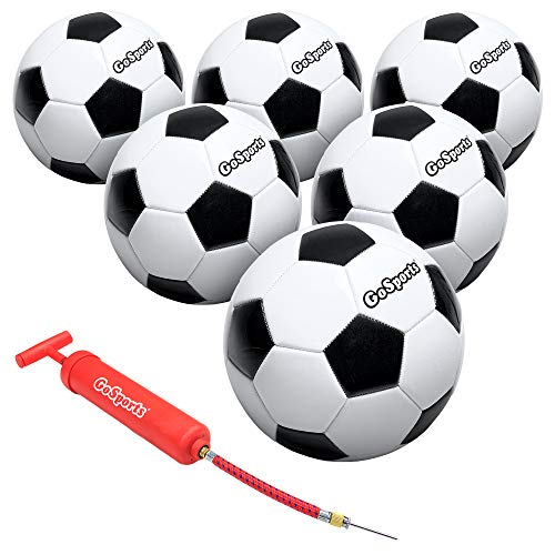 GoSports Size Soccer Ball 6 Pack Classic Soccerball 6 Pack - Size - with Premium Pump and Carrying Bag, Black/White, 3