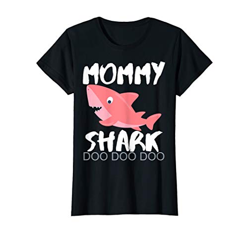 Womens Mommy Shark Shirt Christmas Gift Idea 2019 For Mom Wife Xmas T-Shirt