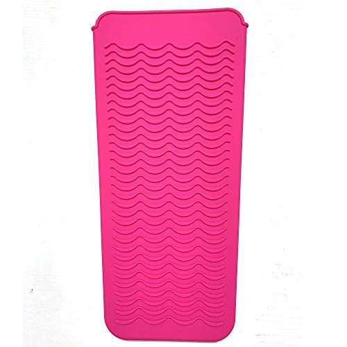 Heat Resistant Silicone Mat Pouch, Lessmon Hair Styling Tools for Curling Irons, Hair Straightener, Flat Irons, Length 11.5 & Width 6 Inches, Pink