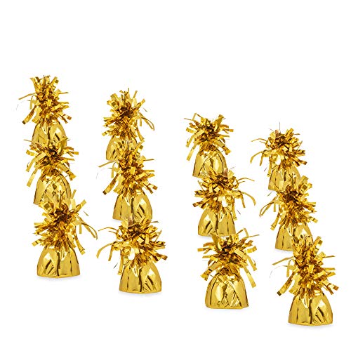 Srenta Gold Balloon Weights, Heavy Balloon Weight Pack of 12 Metallic Foil Weights for Balloons, Birthday Party & Wedding Table Centerpiece Ballon Weight, 4.8â€™â€™ DIY Ballon Weights for Helium Balloons