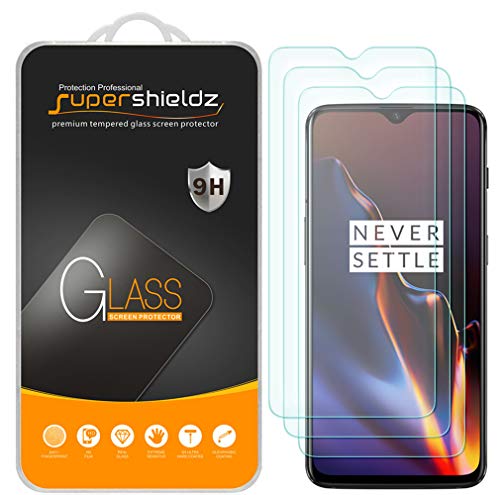 Book Cover (3 Pack) Supershieldz Designed for OnePlus 6T Tempered Glass Screen Protector Anti Scratch, Bubble Free
