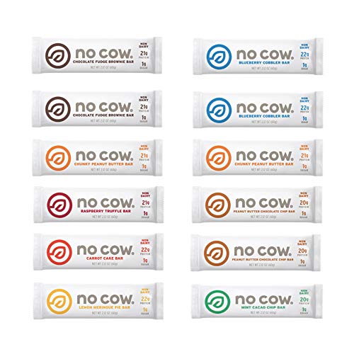 No Cow Protein Bar Variety Pack - 8 Flavors (12 Pack)