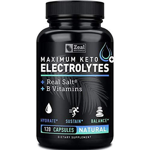 Keto Electrolyte Supplement (120 Capsules) Maximum Keto Electrolytes Supplements Pills w Real SaltÂ®, B Vitamins, Magnesium and Potassium Supplement - Salt Pills & Electrolyte Tablets