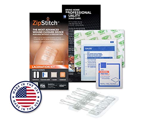 ZipStitch Laceration Kit - Surgical Quality Wound Closure (Includes one Device for Wounds up to 1.5") for First Aid Kit, Car Kit, Outdoor/Survival Kit, Travel, Camping, Hunting, Hiking