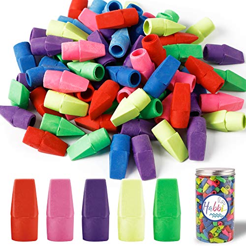 Habbi 300pcs Pencil Top Erasers, Cap Erasers, Assorted Colors Pencil Eraser Toppers, Pencil Erasers for Kids, School Supplies for Classroom and Teachers