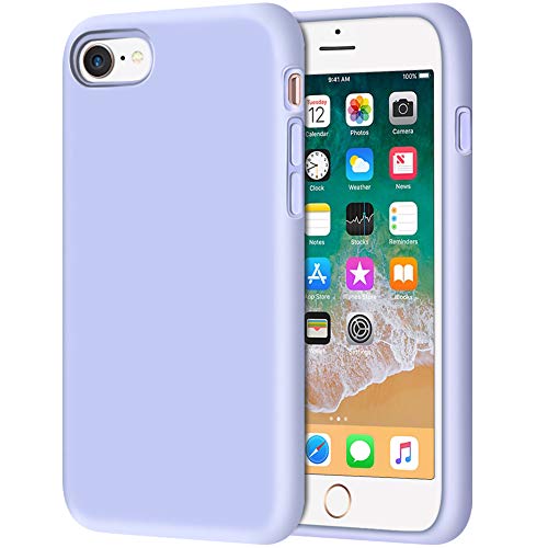 Anuck Phone Case for iPhone SE Case 2022, for iPhone SE Case 2020, iPhone 8/7 Case 4.7", Non-slip Liquid Silicone Gel Rubber Bumper Soft Microfiber Lining Hard Shockproof Protective Cover Light Purple