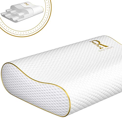 Book Cover Royal Therapy Queen Memory Foam Pillow, Pharmonis USA, Neck Pillow Bamboo Adjustable Side Sleeper Pillow for Neck & Shoulder, Support for Back, Stomach, Side Sleepers, Orthopedic Contour Pillow