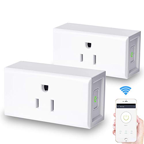 WiFi Smart Plugs 2PCS | Mini Outlet Compatible with Alexa & Google Home for Voice Control, Timer Function, IFTTT Enabled, No Hub Required, Remote Control Your Home Appliances from Anywhere, White