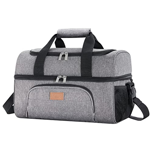 Lifewit Large Cooler Bag 27/32/48 Cans Insulated Lunch Bag Lightweight Portable Cool Bag Double Layer for Picnic, Beach, Work, Trip, Gray