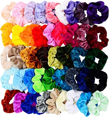 Chloven 45 Pcs Hair Scrunchies Velvet Elastics Hair Bands Scrunchy Hair Ties Ropes Scrunchie for Women Girls Hair Accessories Scrunchies - Great Gift for Holiday Seasons