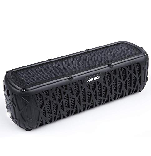 Book Cover ABFOCE Solar Bluetooth Speaker Portable Outdoor Bluetooth IPX6 Waterproof Speaker with 5000mAh Power Bank,60 Hours Play Time Dual Speaker with Mic, Stereo Sound with Bass Home Wireless Speaker-Black