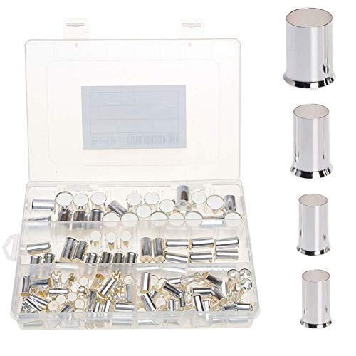 Terrans 150pcs AWG 4 2 1 2/0 Wire Ferrules Kits Tinned Copper Crimp Connector Non Insulated Ferrules Pin Cord End Terminal 4 Sizes Assortment Kit