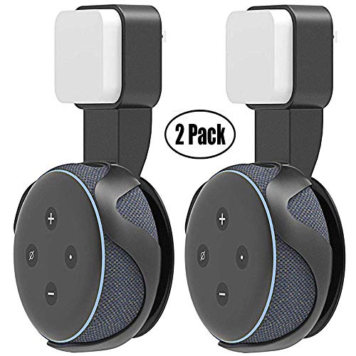 Book Cover Yuanling Outlet Wall Mount Hanger Stand for Dot 3rd Gen, A Space-Saving Solution for Your Smart Home Speakers Without Messy Wires or Screws (Dot 3rd Black 2 Pack)