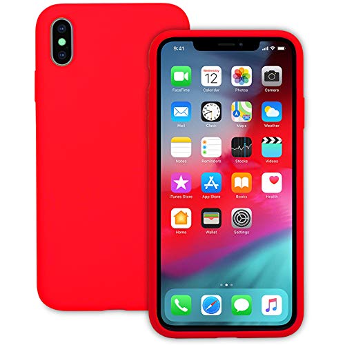 Book Cover IVSUN Case for iPhone Xs Max 6.5-Inch Liquid Silicone 360 Full Protection Rubber Gel Cover Slim [ Anti-Fingerprint ] [ Scratch-Resistance ] [ Smooth Touch Feeling ] - Red