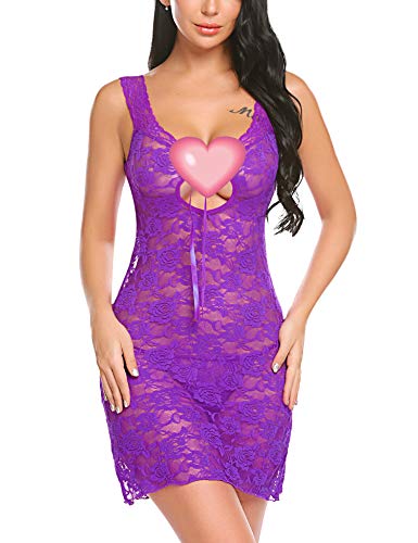 Avidlove Women Lingerie Lace Chemise Mini Babydoll Mesh Nightgowns Floral Outfits