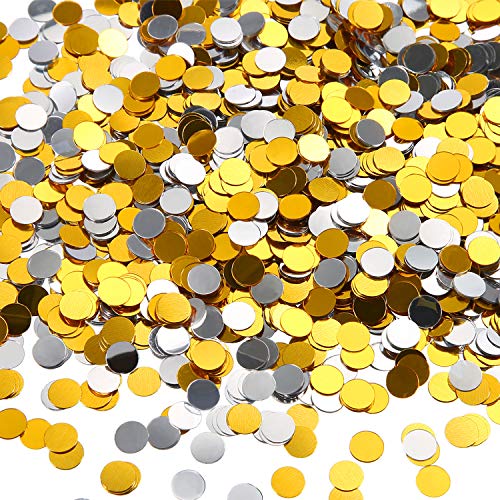 3.5 oz Round Confetti Dots Glitter Confetti Circles 1/4 Inch Metallic Round Dot Confetti for Birthday Wedding Holiday Party Decoration Supplies (Silver and Gold)