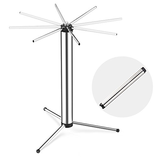 Collapsible Pasta Drying Rack for up to 3 kgs | Quick Set-Up | Rotary System & Easy to Transfer | Anti-Slip Feet | Detachable for Easy Cleaning - by Kitchendao