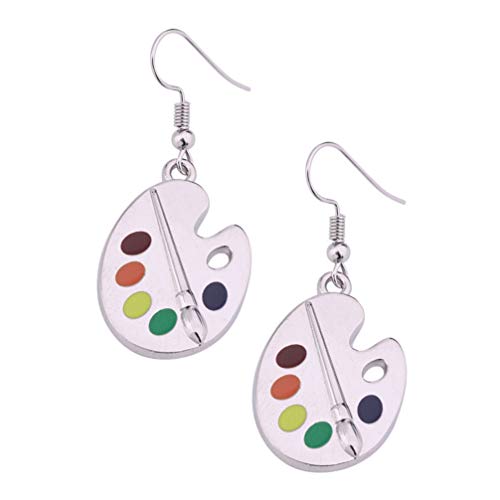 Myhouse Cartoon Palette Creative Alloy Artist Earrings for Women Girls Charm Accessories