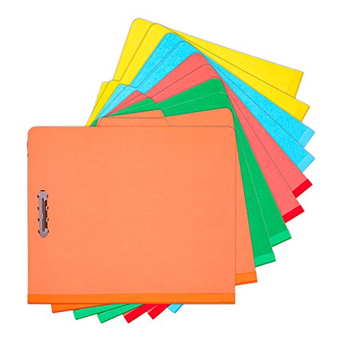 100% Recycled End Tab Pressboard Classification File Folders Letter Size 2.5" Expansion Within Safe-Shield Fasteners 2 Dividers (5 Colors) 10 Per Box
