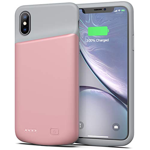 Battery Case for iPhone X/XS, 4000mAh Ultra Slim Protective Charging Case Rechargeable Extended Battery Pack for 5.8 inch iPhone X/XS (Pink)