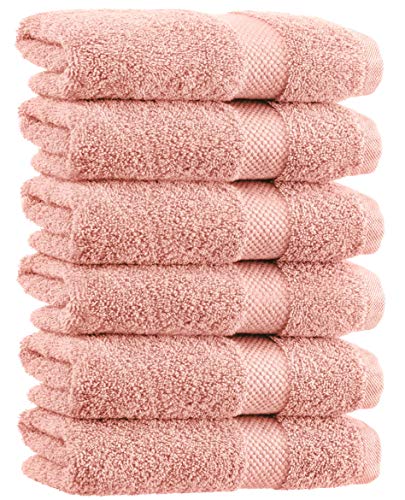 Book Cover White Classic Luxury Hand Towels | Cotton Hotel spa Bathroom Towel | 16x30 | 6 Pack | Pink