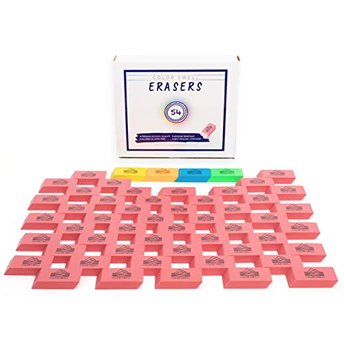 Book Cover Erasers Bulk Pink Neon Pencil Eraser - For Kids School Office 54 Pack by Color Swell