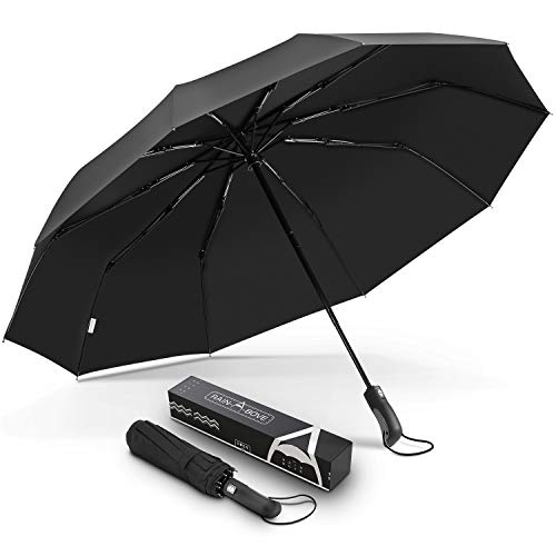 RAIN-A-BOVE Umbrella – Windproof Collapsible Travel Umbrella with Teflon Coating and Auto Open and Close