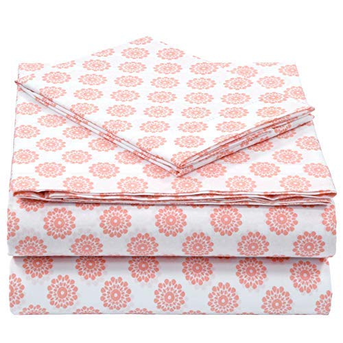Pieridae Cotton Rich 3 Pc Sheet Set - Twin XL, Coral Global Dots
