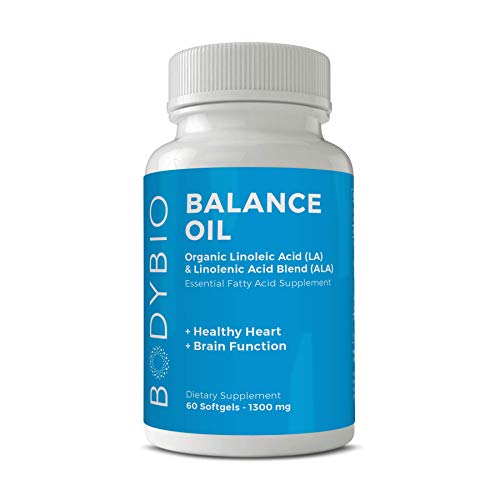 BodyBio Omega Oils 3 & 6 - Essential Fatty Acids for Brain and Heart Health | Organic Safflower and Flax Seed Oil Blend | Cold-Pressed Oils | DHA EPA | Balance Oil 60 Softgel