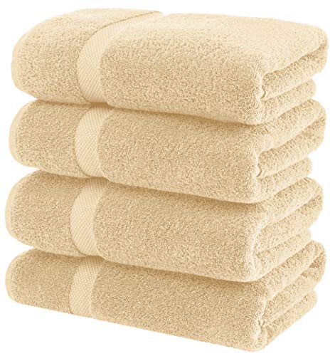 Book Cover White Classic Luxury Beige Bath Towel Set - Combed Cotton Hotel Quality Absorbent 8 Piece Towels | 2 Bath Towels | 2 Hand Towels | 4 Washcloths [Worth $72.95] 8 Pack | Beige