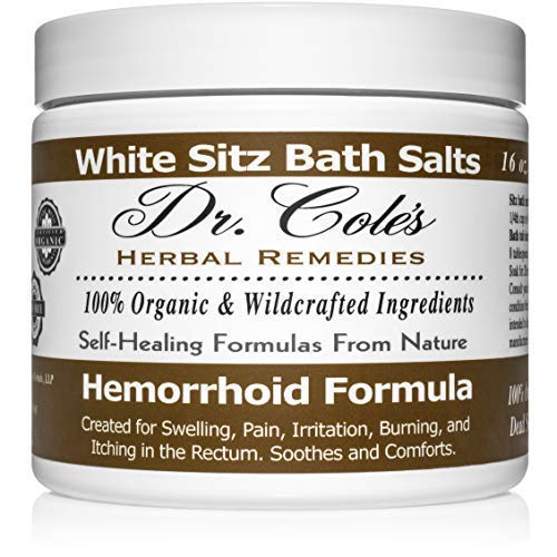 Dr. Cole's Hemorrhoid Sitz Bath Treatment: Organic, Herbal Bath Salts That Soothe Itching, Swelling and Pain Related to Hemorrhoids. Safe for All Ages. for Use in Small Sitz Bath Tub (White)