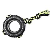 Dcxz Tires with Rope for Dogs Toys Nontoxic Rubber Durable Chew Toys Tires Rope Toys for Medium Large Dogs Intelligence Training Sports Training Perfect Dog Interaction (Black)