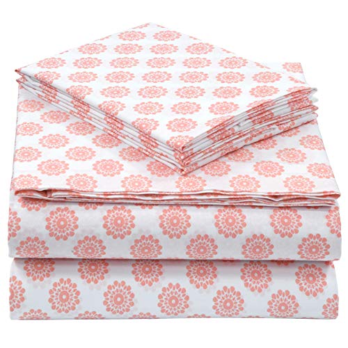 Book Cover Pieridae Cotton Rich 4 Pc Sheet Set - Queen, Coral Global Dots