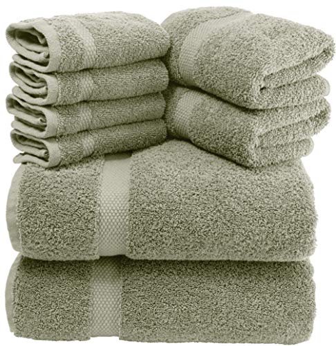 Book Cover White Classic Luxury Green Bath Towel Set - Combed Cotton Hotel Quality Absorbent 8 Piece Towels | 2 Bath Towels | 2 Hand Towels | 4 Washcloths [Worth $72.95] 8 Pack | Green