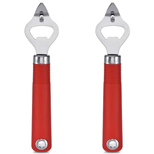 Bottle Openers, 2PCS Stainless Steel Hand-Held Can Opener Punch Red