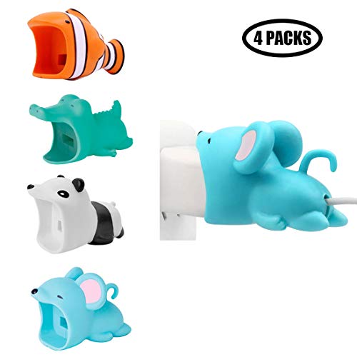 ManKa 4 PCS Cute Animal Cable Bites (Big) Compatible with iPhone Accessory, Protector USB Power Adapter Prevent Disconnection of The Whole Charging