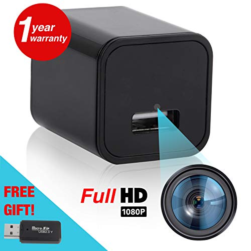 Hidden Spy Camera Charger - Night Vision Mini Nanny Cam - Motion Detection Sensor Security Surveillance - Portable Video Camara for Home, Office, Pets and Travels